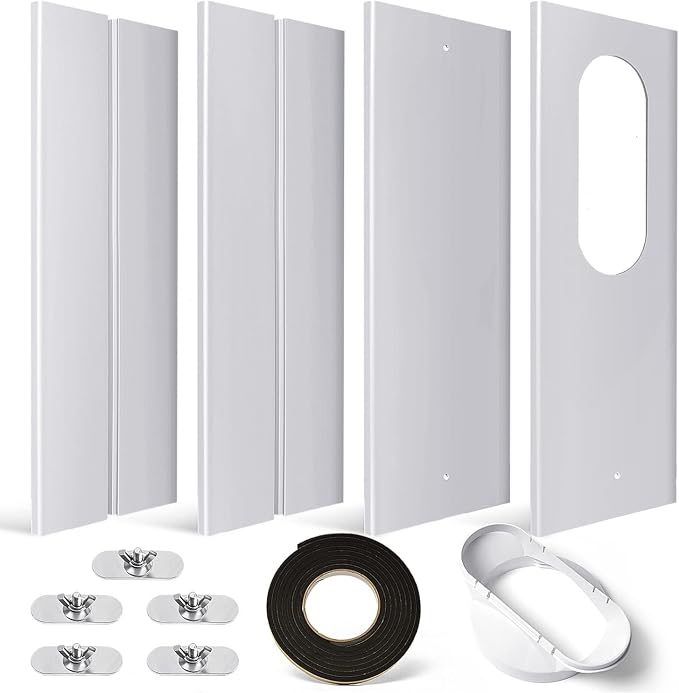 Portable Air Conditioner Window Kit with Coupler Adjustable Window Seal for AC Unit, Sliding AC Vent Kit for 5 inches Exhaust