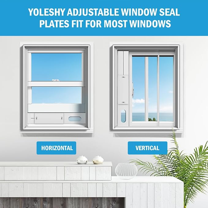 Portable Air Conditioner Window Kit with Coupler Adjustable Window Seal for AC Unit, Sliding AC Vent Kit for 5 inches Exhaust