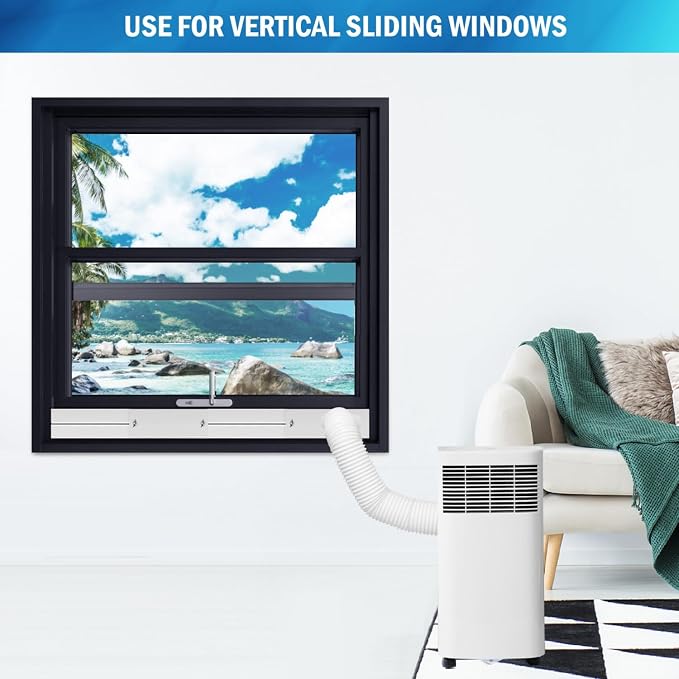 Portable Air Conditioner Window Kit with Coupler Adjustable Window Seal for AC Unit, Sliding AC Vent Kit for 5 inches Exhaust