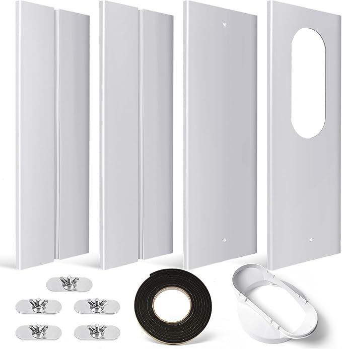 Portable Air Conditioner Window Kit with Coupler Adjustable Window Seal for AC Unit, Sliding AC Vent Kit for Exhaust Hose