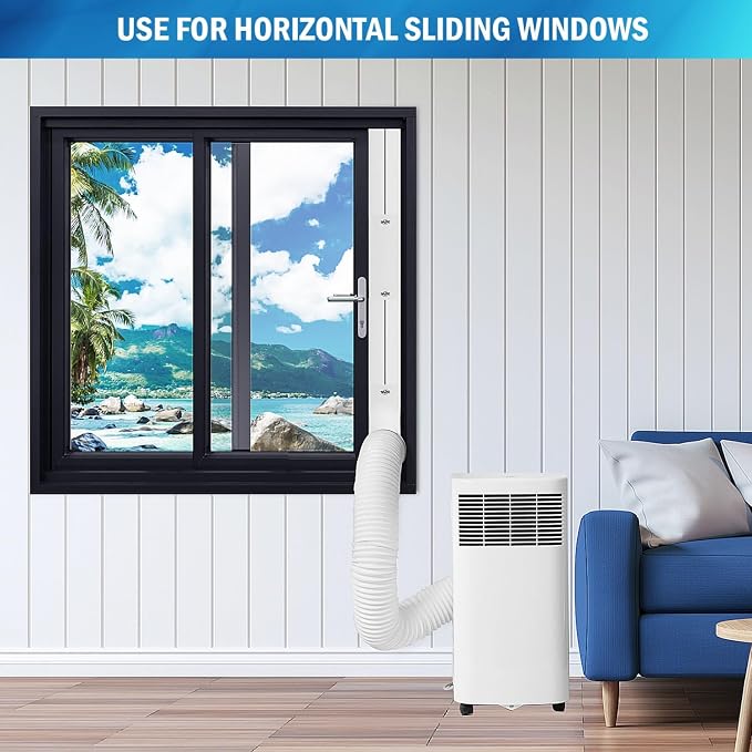 Portable Air Conditioner Window Kit with Coupler Adjustable Window Seal for AC Unit, Sliding AC Vent Kit for Exhaust Hose
