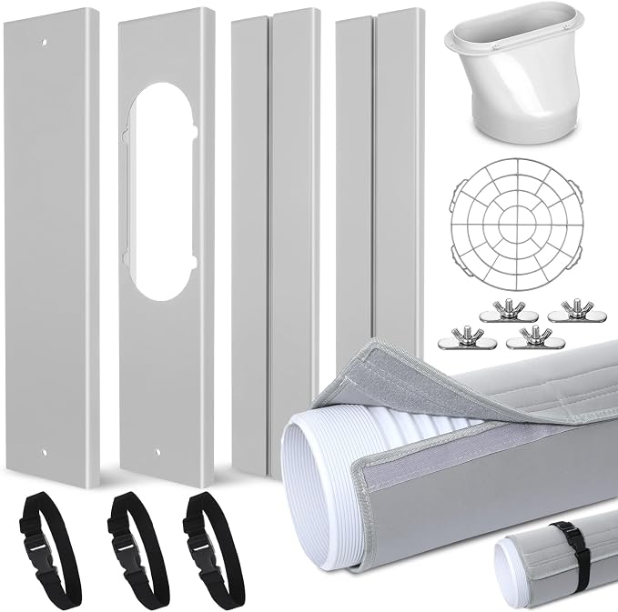 Portable Air Conditioner Window Unit Kit with Coupler Universal Adjustable Sliding Seal Plate Kit for Horizontal & Vertical