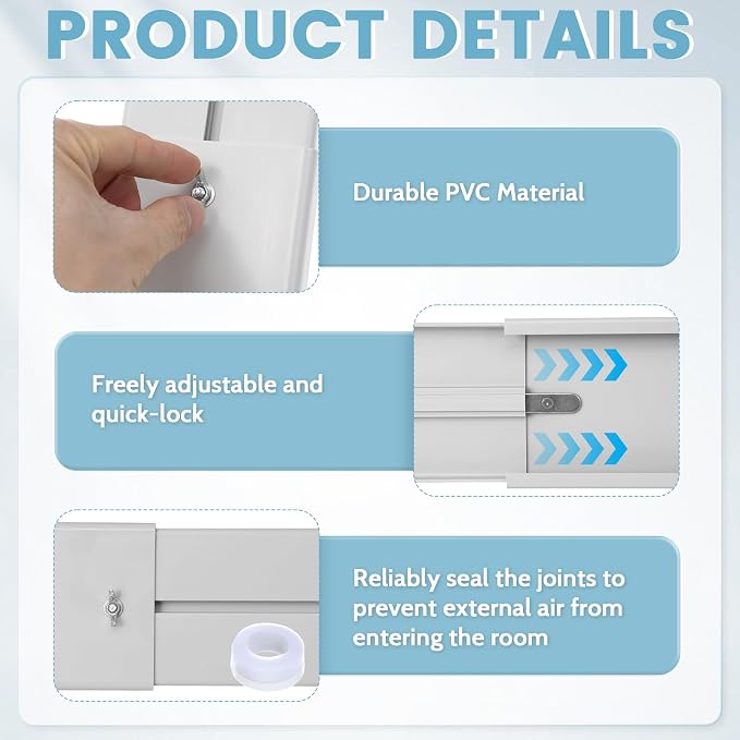Portable Air Conditioner Window Unit Kit with Hose Universal Adjustable Seal Plate Vent Kit AC Hose Insulation Sleeve Fit