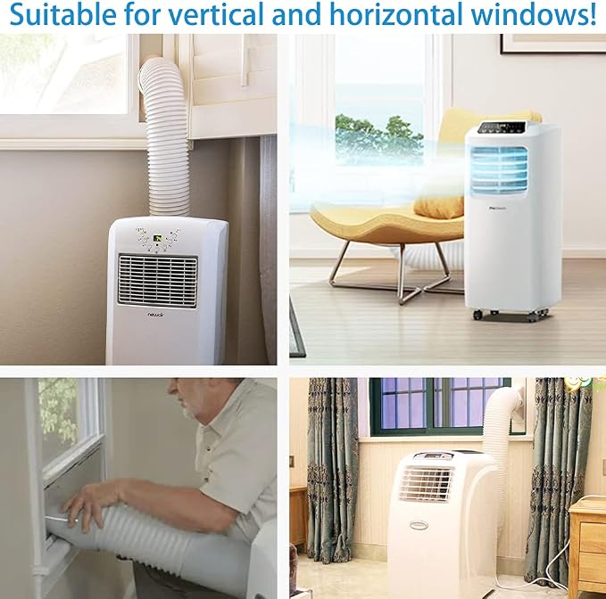 Portable Air Conditioner Window Vent Kit, Adjustable Window Seal with 5.9 Inch Diameter, 59 Inch Length Exhaust Hose for A/C
