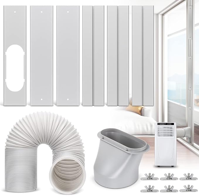 Portable Air Conditioner Window Vent Kit, Adjustable Window Seal with 5.9 Inch Diameter, 78.7 Inch Length Exhaust Hose for