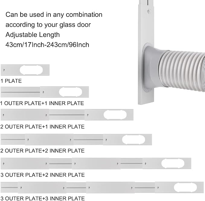 Portable Air Conditioner Window Vent Kit, Adjustable Window Seal with 5.9 Inch Diameter, 78.7 Inch Length Exhaust Hose for
