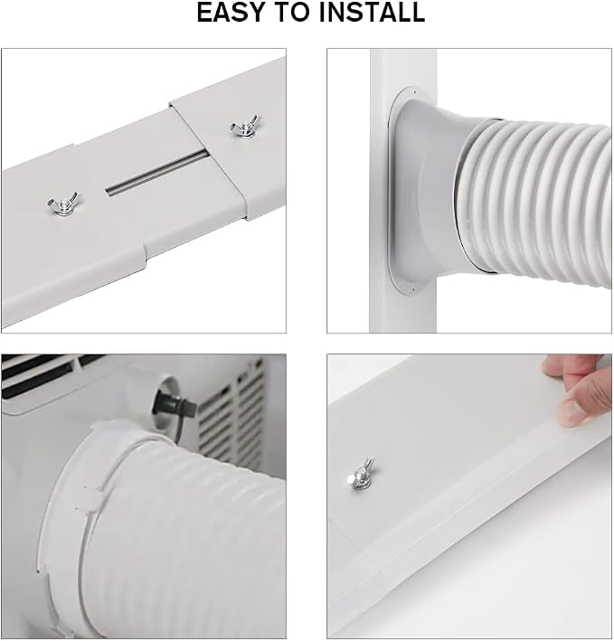 Portable Air Conditioner Window Vent Kit, Adjustable Window Seal with 5.9 Inch Diameter, 78.7 Inch Length Exhaust Hose for