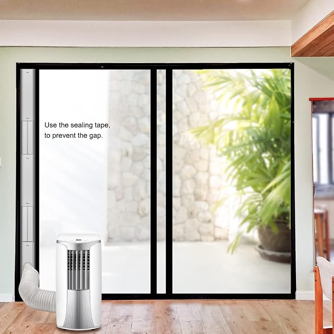 Portable Air Conditioner Window Vent Kit, Adjustable Window Seal with 5.9 Inch Diameter, 78.7 Inch Length Exhaust Hose for