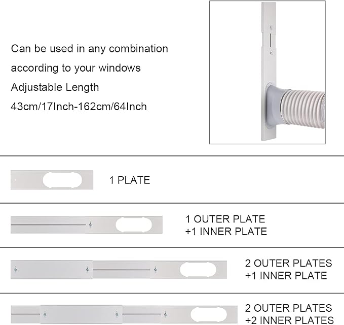 Portable Air Conditioner Window Vent Kit, Adjustable Window Seal with 5.1 Inch Diameter, 51 Inch Length Exhaust Hose for A/C