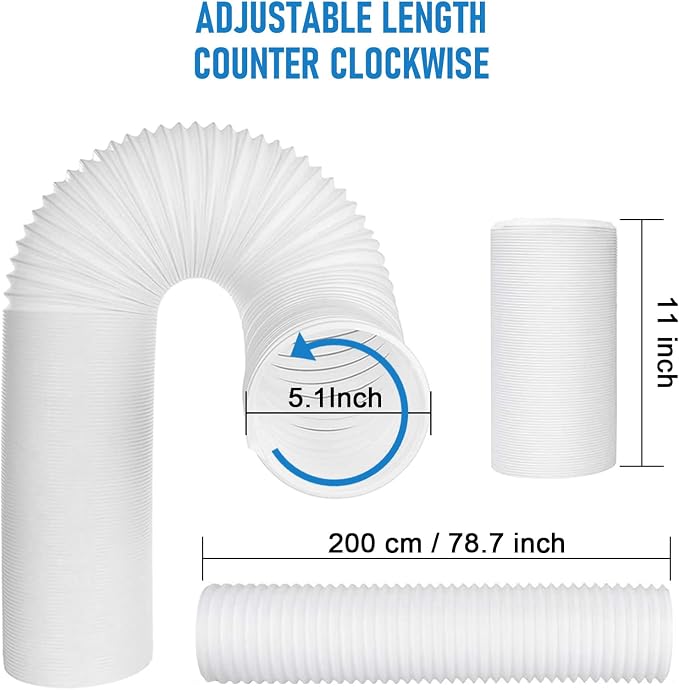 Portable Air Conditioner Window Vent Kit with 5.1" Exhaust Hose, Portable AC Seal Kit for Sliding Window with 4 Plates