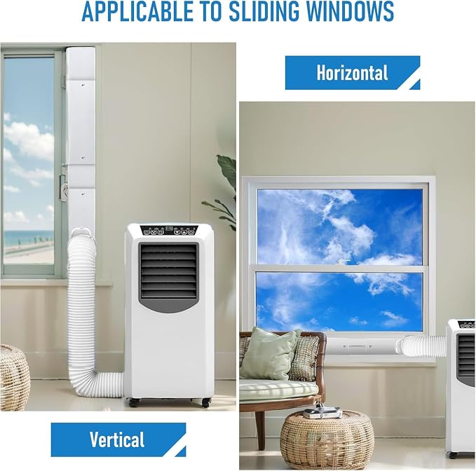 Portable Air Conditioner Window Vent Kit with 5.1" Exhaust Hose, Portable AC Seal Kit for Sliding Window with 4 Plates