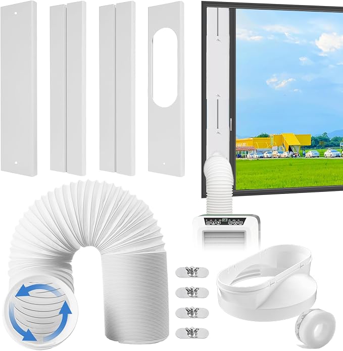 Portable Air Conditioner Window Vent Kit with 80" Length Hose, Adjustable Window Seal with 5.9 Inch Diameter for Ducting