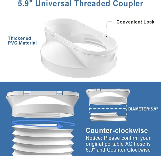 Portable Air Conditioner Window Vent Kit with 80" Length Hose, Adjustable Window Seal with 5.9 Inch Diameter for Ducting