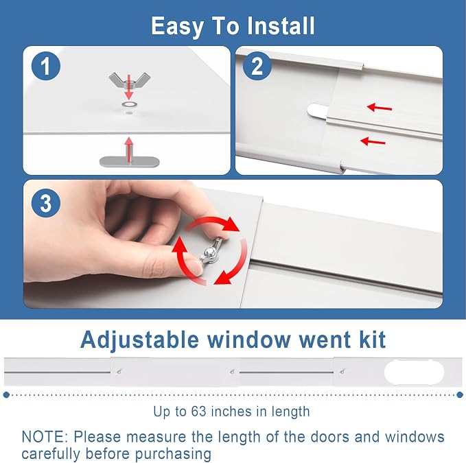 Portable Air Conditioner Window Vent Kit with 80" Length Hose, Adjustable Window Seal with 5.9 Inch Diameter for Ducting