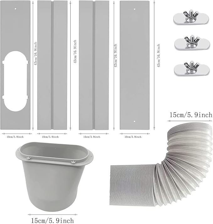 Portable Air Conditioner Windows Vent Kit with 5.9” Exhaust Hose Window Seal Kit for Portable Air Conditioner, Adjustable