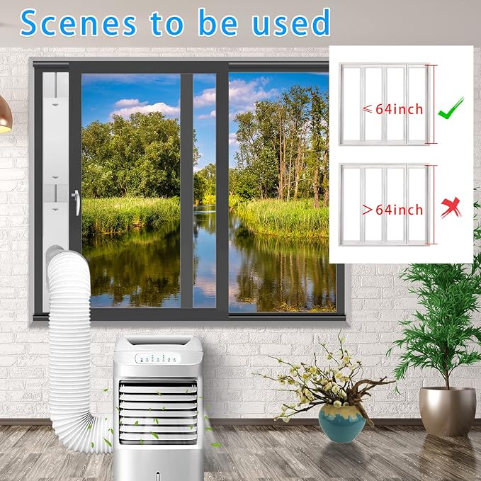 Portable Air Conditioner Windows Vent Kit with 5.9” Exhaust Hose Window Seal Kit for Portable Air Conditioner, Adjustable