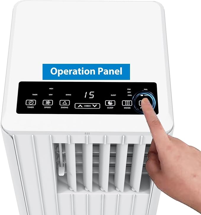 Portable Air Conditioner with 8,000 BTU Cooling Power – 3 Modes (Cool, Dehumidify, Fan) for Rooms Up to 350 Sq.Ft, Includes