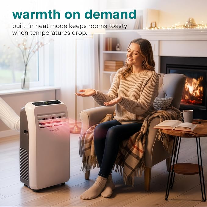 Portable Air Conditioner with Heat & Built-in Dehumidifier 12,000 BTU, Portable Heater & AC for Rooms up to 550 Sq Ft