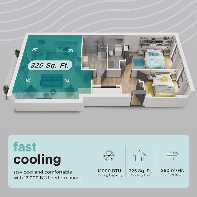 Portable Air Conditioner with Heat & Built-in Dehumidifier 12,000 BTU, Portable Heater & AC for Rooms up to 550 Sq Ft