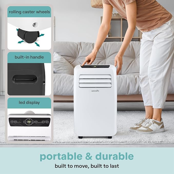 Portable Air Conditioner with Heat & Built-in Dehumidifier 12,000 BTU, Portable Heater & AC for Rooms up to 550 Sq Ft