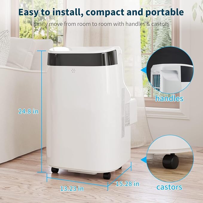 Portable Air Conditioner with Remote Control, 10000 BTU, 3 in-1 Quiet AC Unit, 3 Speeds, 24H Timer, Cools Room up to 450 Sq.