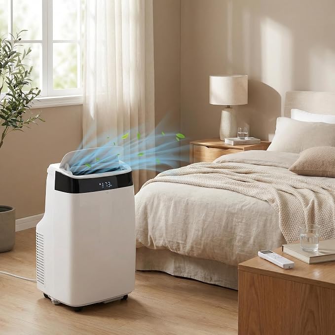 Portable Air Conditioner with Remote Control, 10000 BTU, 3 in-1 Quiet AC Unit, 3 Speeds, 24H Timer, Cools Room up to 450 Sq.