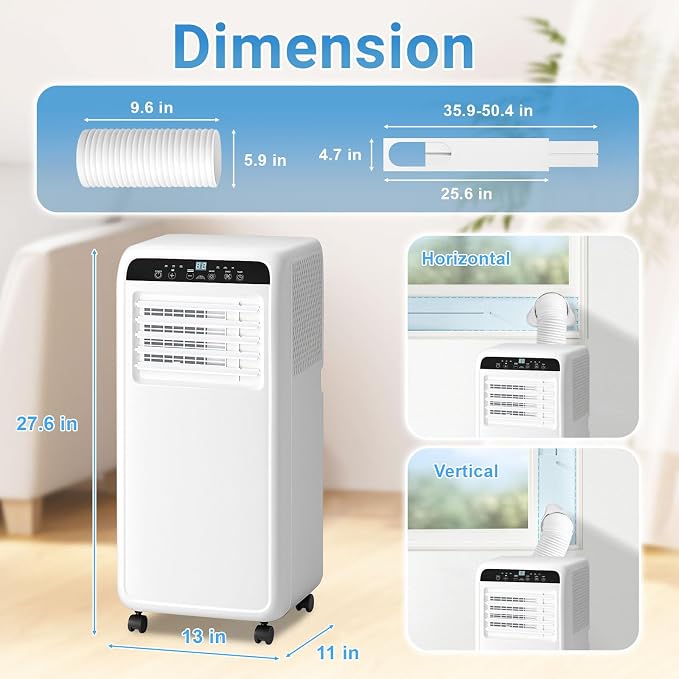 Portable Air Conditioners 10,000 BTU, 3-in-1 Air Conditioner Portable Up to 500 Sq.Ft. with Cool, Fan, Dehumidifier, Portable
