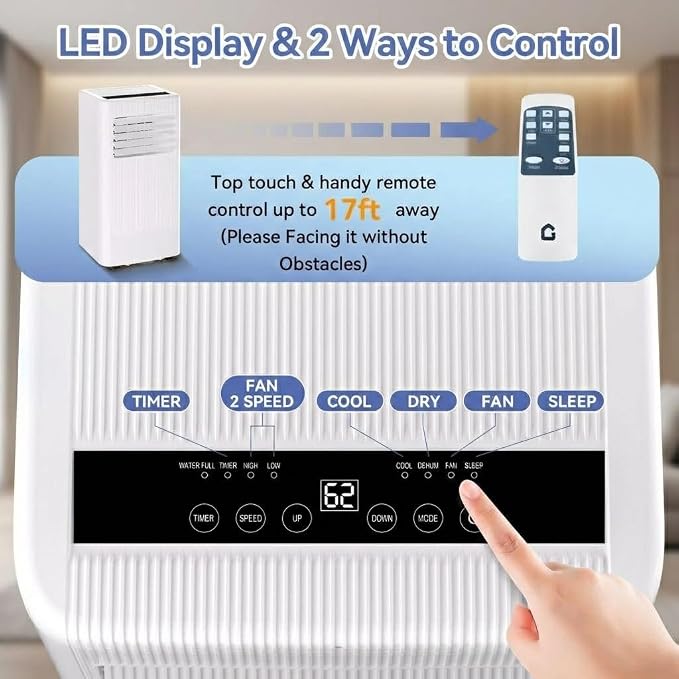 Portable Air Conditioners, 10000 BTU Portable AC Unit, 3-in-1 Air Conditioner Portable with Cooling, Dehumidifier and Fan