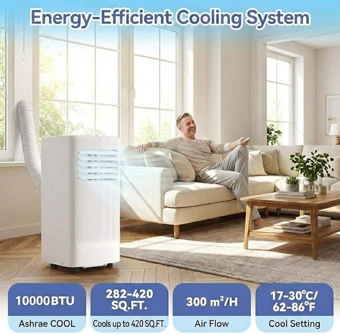 Portable Air Conditioners, 10000 BTU Portable AC Unit, 3-in-1 Air Conditioner Portable with Cooling, Dehumidifier and Fan