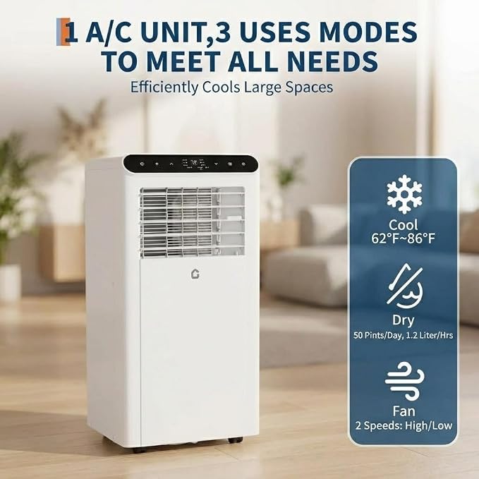 Portable Air Conditioners, 10000 BTU Portable AC Unit, 4-in-1 Air Conditioner Portable with Heat, Cooling, Dehumidifier and
