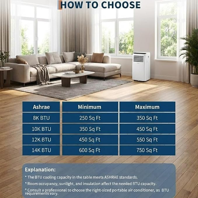 Portable Air Conditioners, 10000 BTU Portable AC Unit, 4-in-1 Air Conditioner Portable with Heat, Cooling, Dehumidifier and