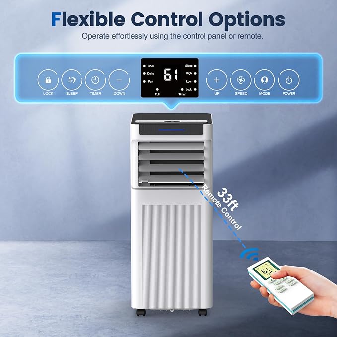 Portable Air Conditioners, 10000 BTU Portable AC up to 450 Sq.Ft, 3 in 1 AC Unit with Cool, Dehumidifier & Fan Modes