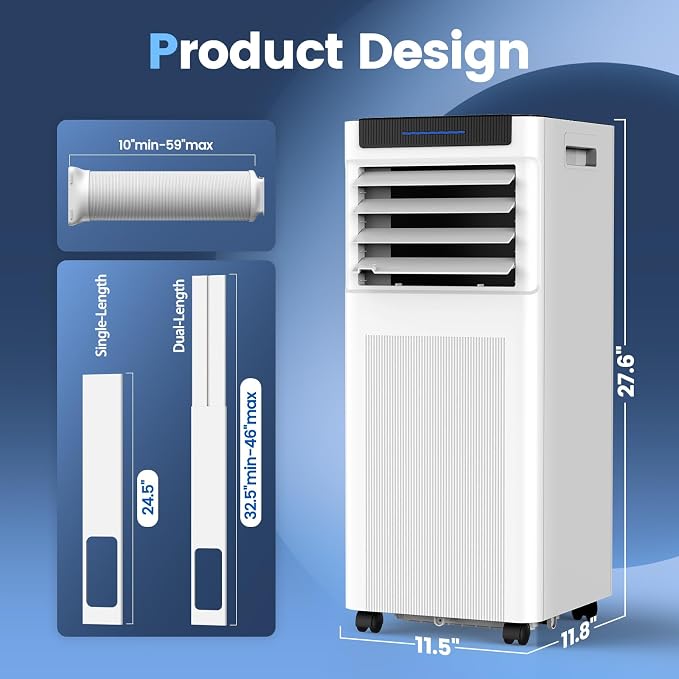 Portable Air Conditioners, 10000 BTU Portable AC up to 450 Sq.Ft, 3 in 1 AC Unit with Cool, Dehumidifier & Fan Modes