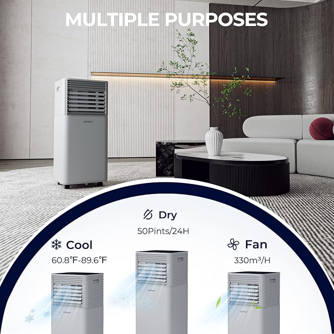 Portable Air Conditioners, 10000BTU Spaces up to 350sq.ft, with Remote Control, 24H Timer & Window Venting Kit, alternate