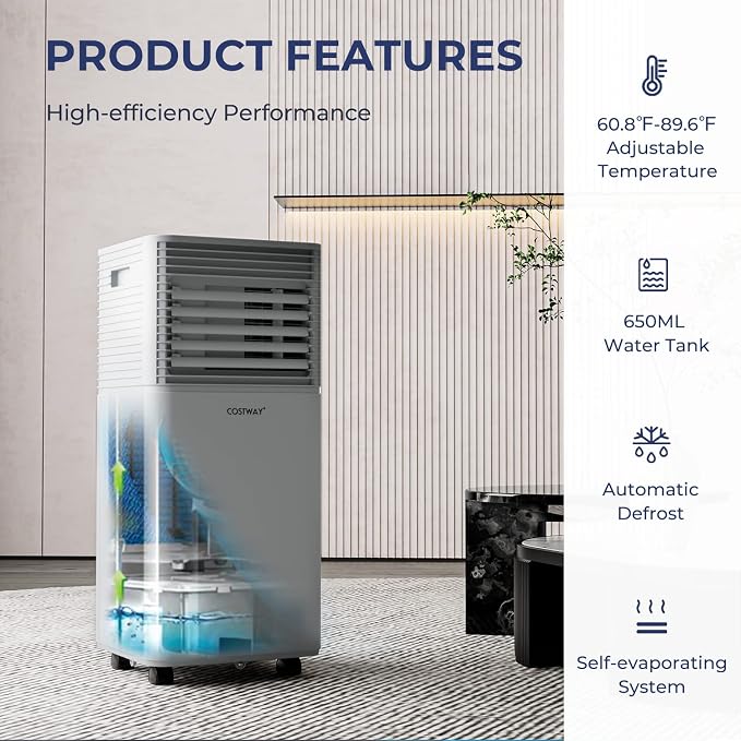 Portable Air Conditioners, 10000BTU Spaces up to 350sq.ft, with Remote Control, 24H Timer & Window Venting Kit, alternate