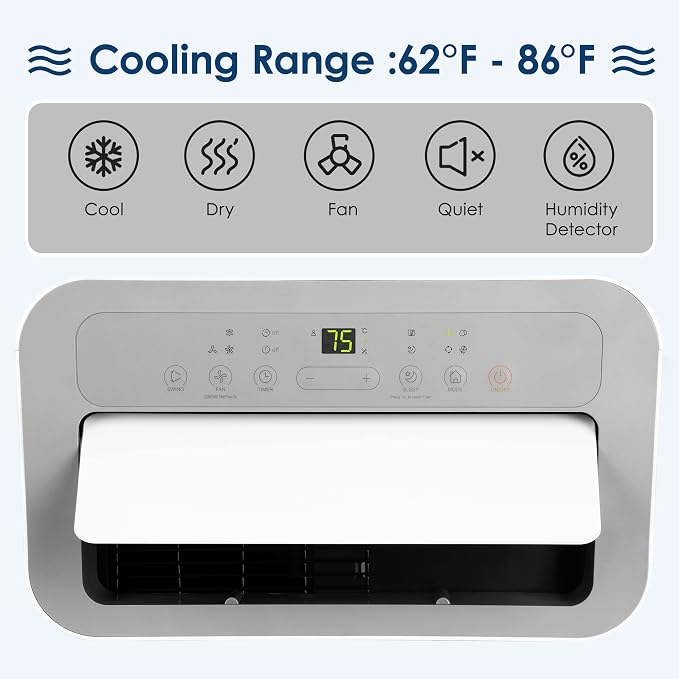 Portable Air Conditioners 11,000 Btu, 4 in 1 Portable Cooling AC with Heat, Dehumidifier, Fan Modes, Quiet Stand-up AC with
