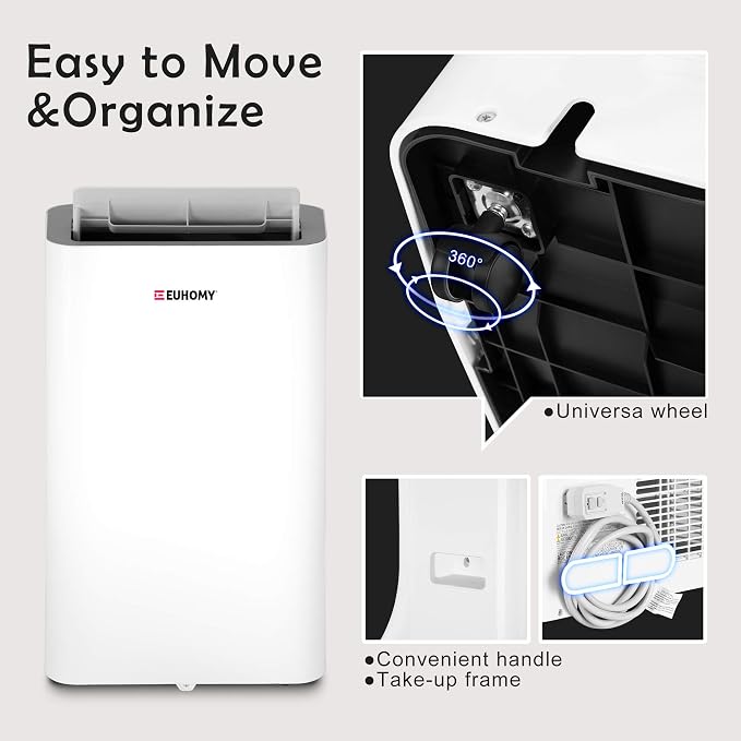 Portable Air Conditioners 11,000 Btu, 4 in 1 Portable Cooling AC with Heat, Dehumidifier, Fan Modes, Quiet Stand-up AC with
