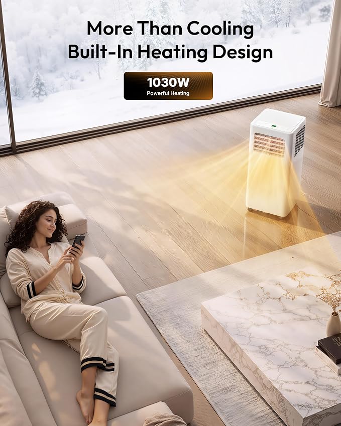 Portable Air Conditioners 12,000 BTU, 5-in-1 Portable AC Unit Up to 550 Sq.Ft. for Bedroom with Cool, Heat, Fan