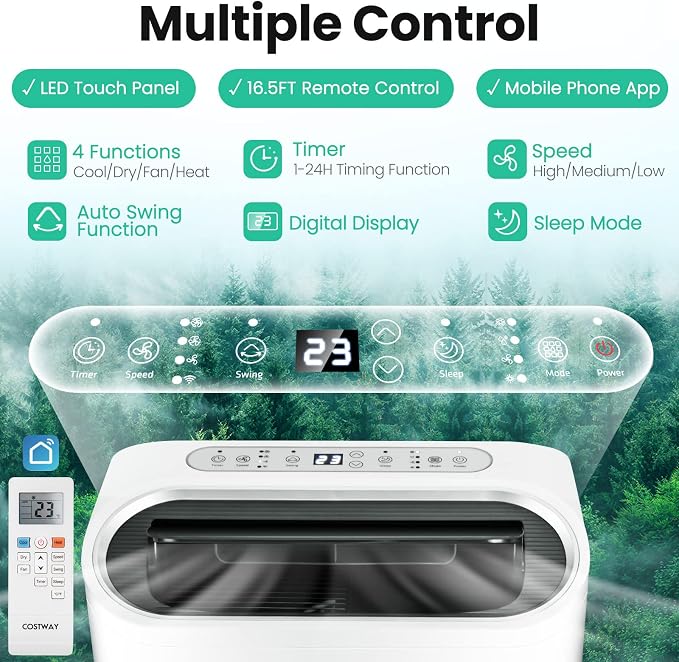 Portable Air Conditioners, 12000 BTU 4 in 1 AC Unit with Cool, Fan, Heat & Dehumidifier, Alexa Voice-Enabled,with WiFi Smart