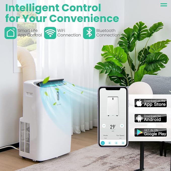 Portable Air Conditioners, 12000 BTU 4 in 1 AC Unit with Cool, Fan, Heat & Dehumidifier, Alexa Voice-Enabled,with WiFi Smart