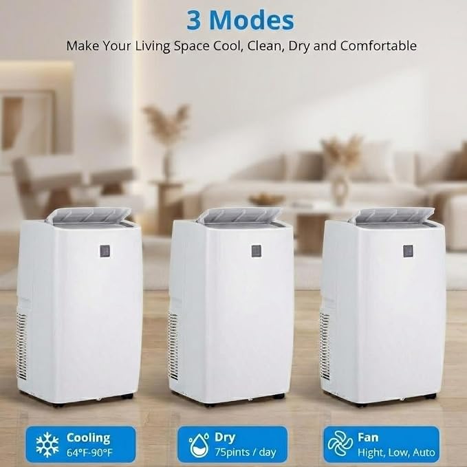 Portable Air Conditioners, 12000 BTU Portable AC Unit, 3-in-1 Air Conditioner Portable with Cooling, Dehumidifier and Fan