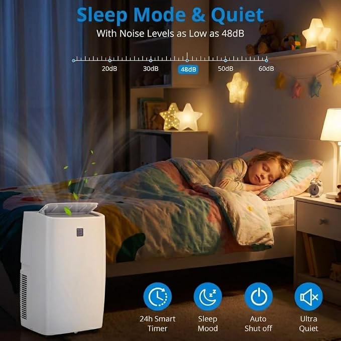 Portable Air Conditioners, 12000 BTU Portable AC Unit, 3-in-1 Air Conditioner Portable with Cooling, Dehumidifier and Fan