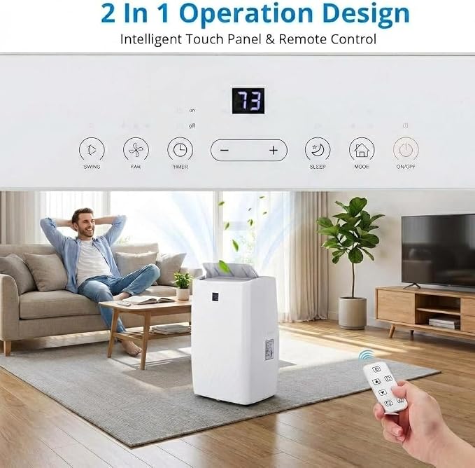 Portable Air Conditioners, 12000 BTU Portable AC Unit, 3-in-1 Air Conditioner Portable with Cooling, Dehumidifier and Fan
