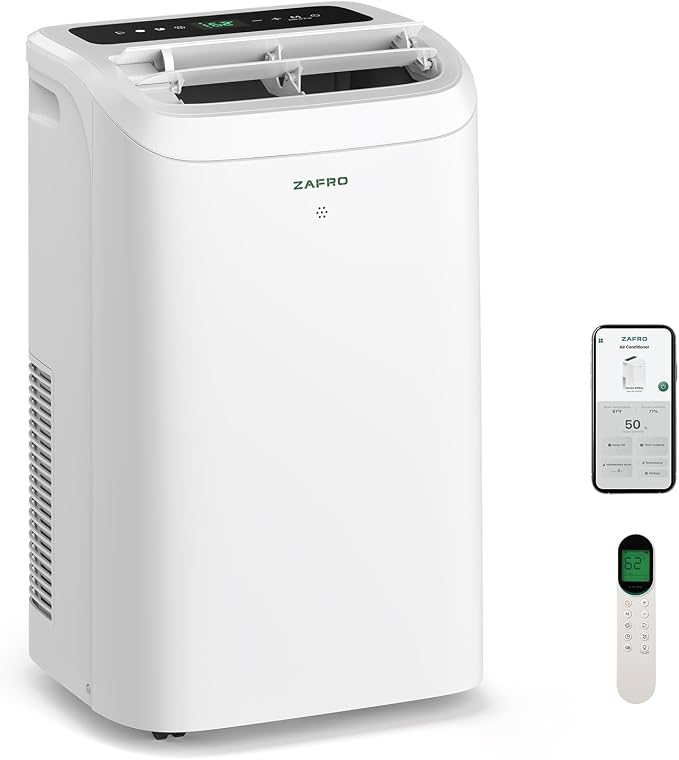 Portable Air Conditioners-14,000 BTU (10,000 BTU SACC) Smart AC Ultra-Quiet(46dB),Voice/APP/Remote,24H Timer with Fan &