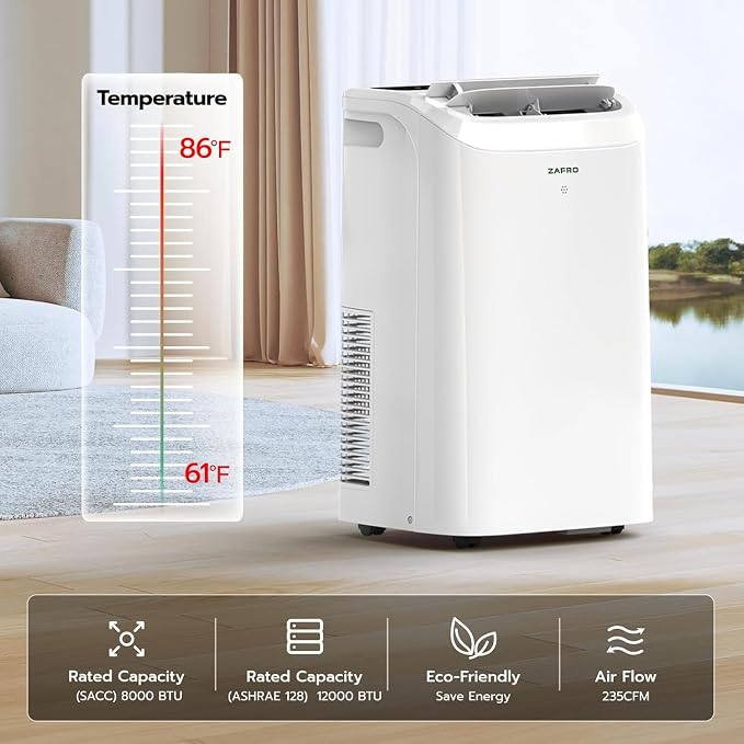 Portable Air Conditioners-14,000 BTU (10,000 BTU SACC) Smart AC Ultra-Quiet(46dB),Voice/APP/Remote,24H Timer with Fan &