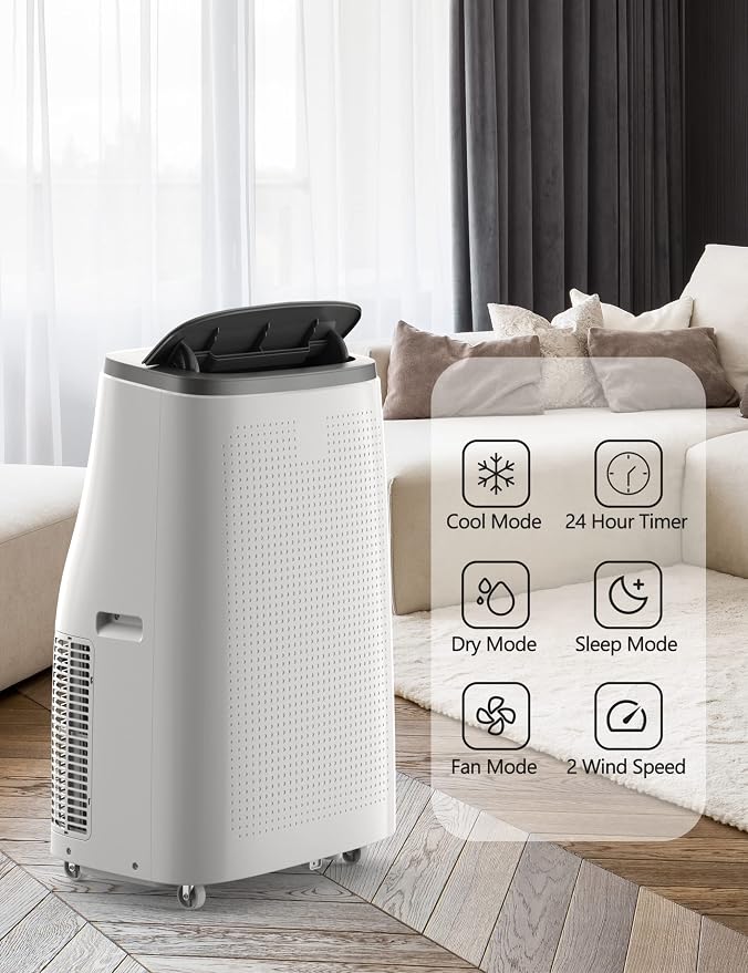 Portable Air Conditioners 14,000 BTU, AC Unit for Bedroom with 3-In-1 Cooling, Fan & Dehumidifier, Smart Control Via Remote