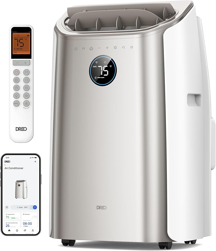 Portable Air Conditioners, 14,000 BTU Air Conditioner for Bedroom with Drainage-free Cooling, 46dB Quiet, APP/Voice/Remote