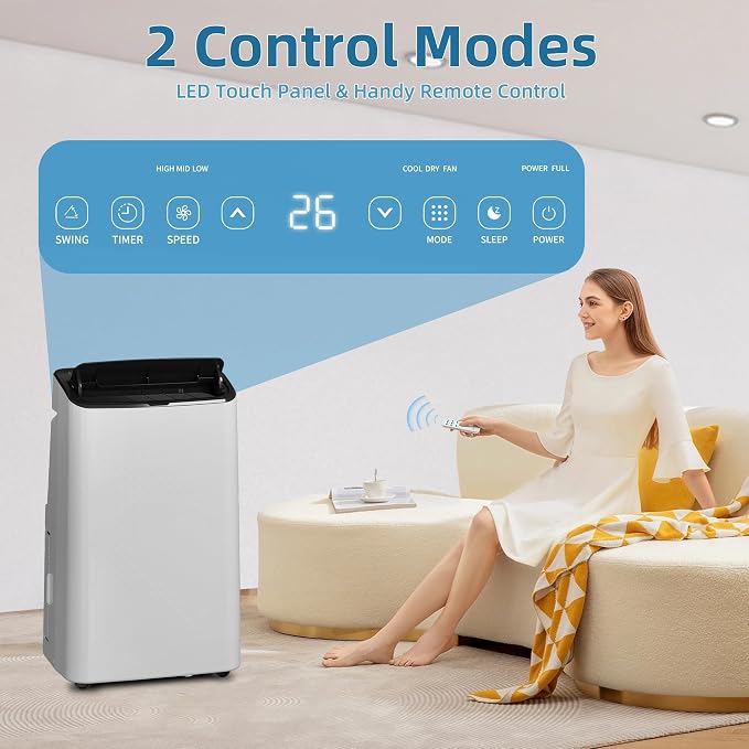 Portable Air Conditioners, 14000 BTU Cooling Capacity for Up to 750 Sq. Ft, Multi-Functional AC Unit with Fan, Dehumidifier