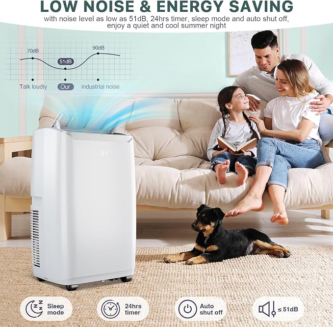 Portable Air Conditioners, 14000BTU Air Cooler with Drying, Fan, Sleep Mode,24H Timer Function, Remote Control, alternate