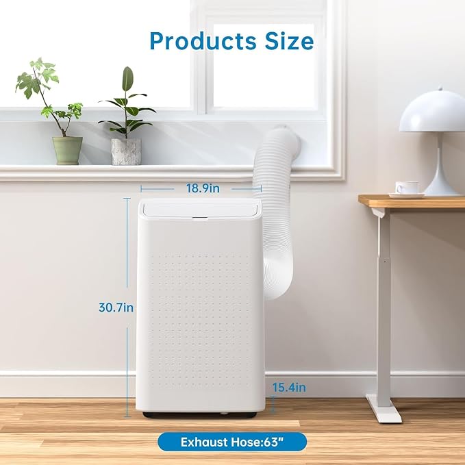 Portable Air Conditioners, 15,000 BTU Portable AC Unit up to 800 sq.ft with Fan & Dehumidifier, Remote Control, 24H, Window